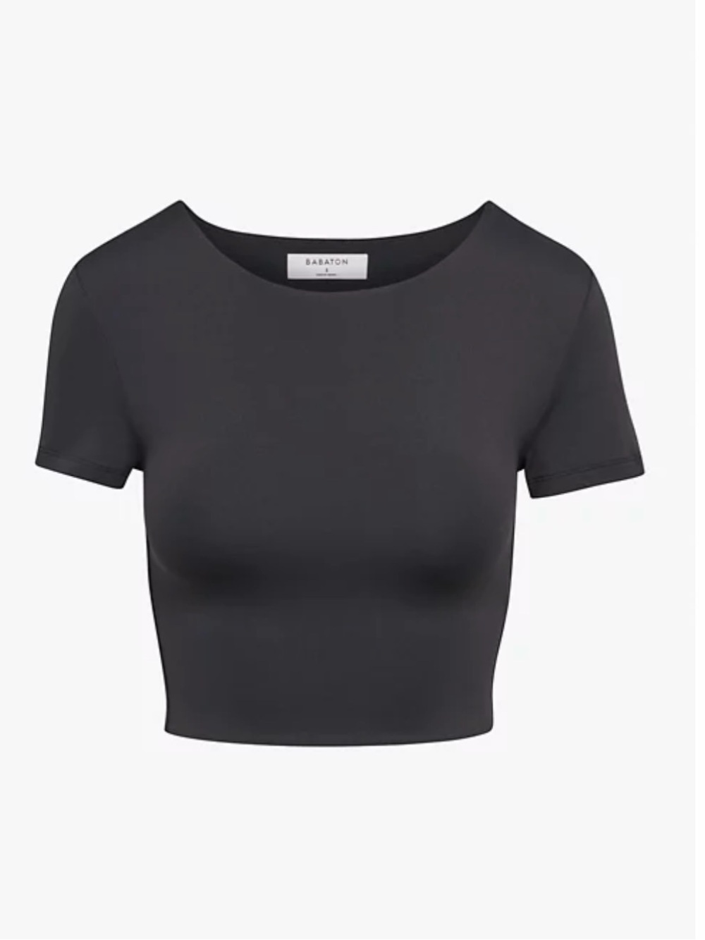 Babaton Black Fitted Crop Crew Tee